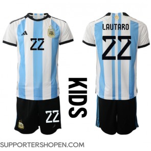 Argentina Lautaro Martinez #22 Hemmatröja Barn VM 2022 Kortärmad (+ korta byxor)
